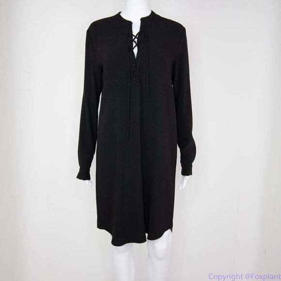 Ann Taylor black lace-up front long sleeves dress, size 6 - Picture 13 of 16